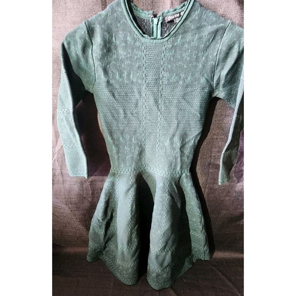 Womans Gianni Bini Bodycon Dress Dark Olive Green Long Sleeve Size XS Stretchy